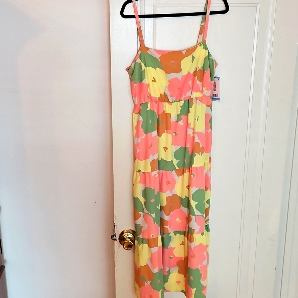 Social Standard by Sanctuary Maxi Tiered Floral Dress, Sz L, NWT, 149$ Retail